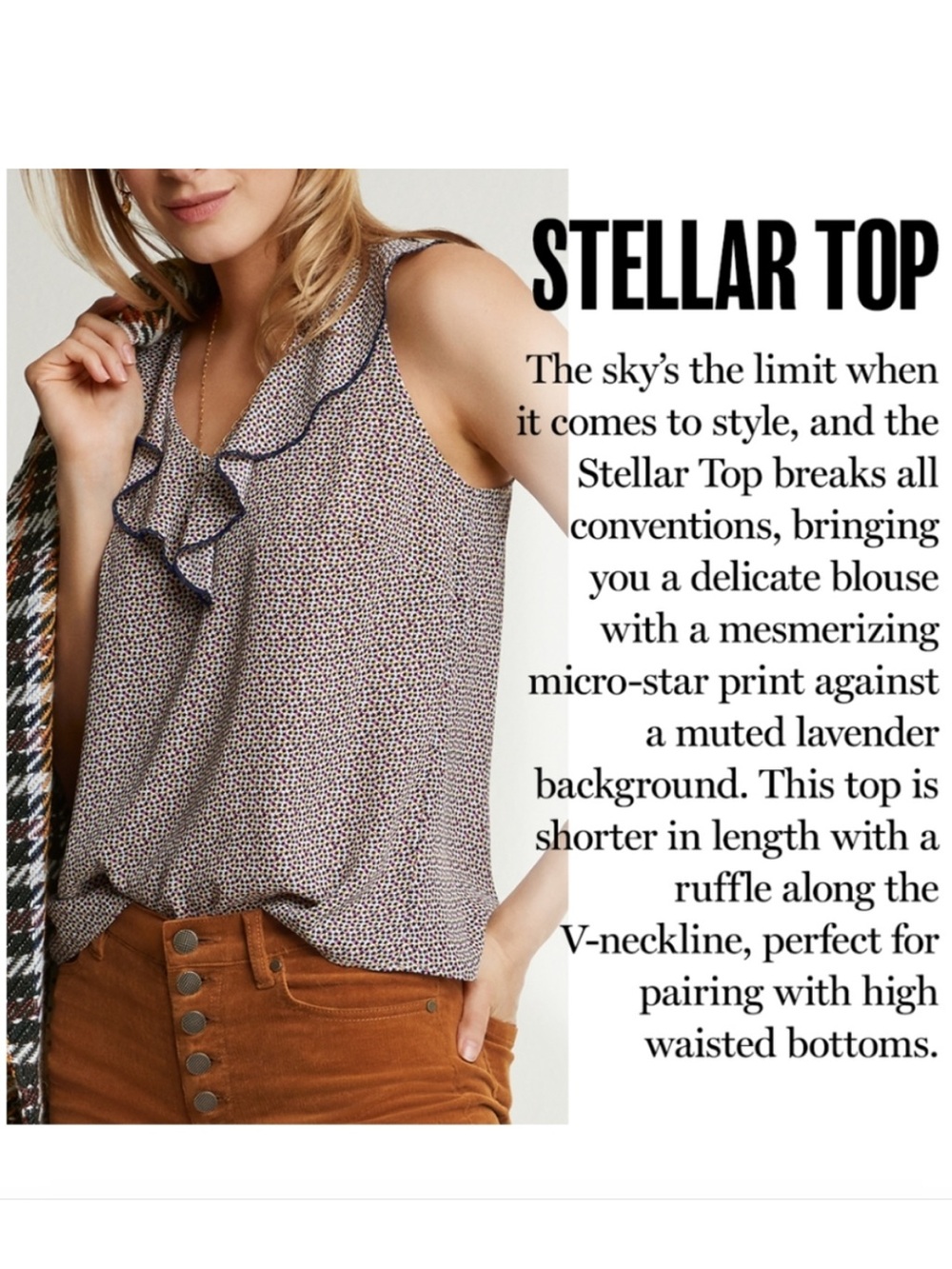 Cabi Stellar Top blouse star microprint Size M